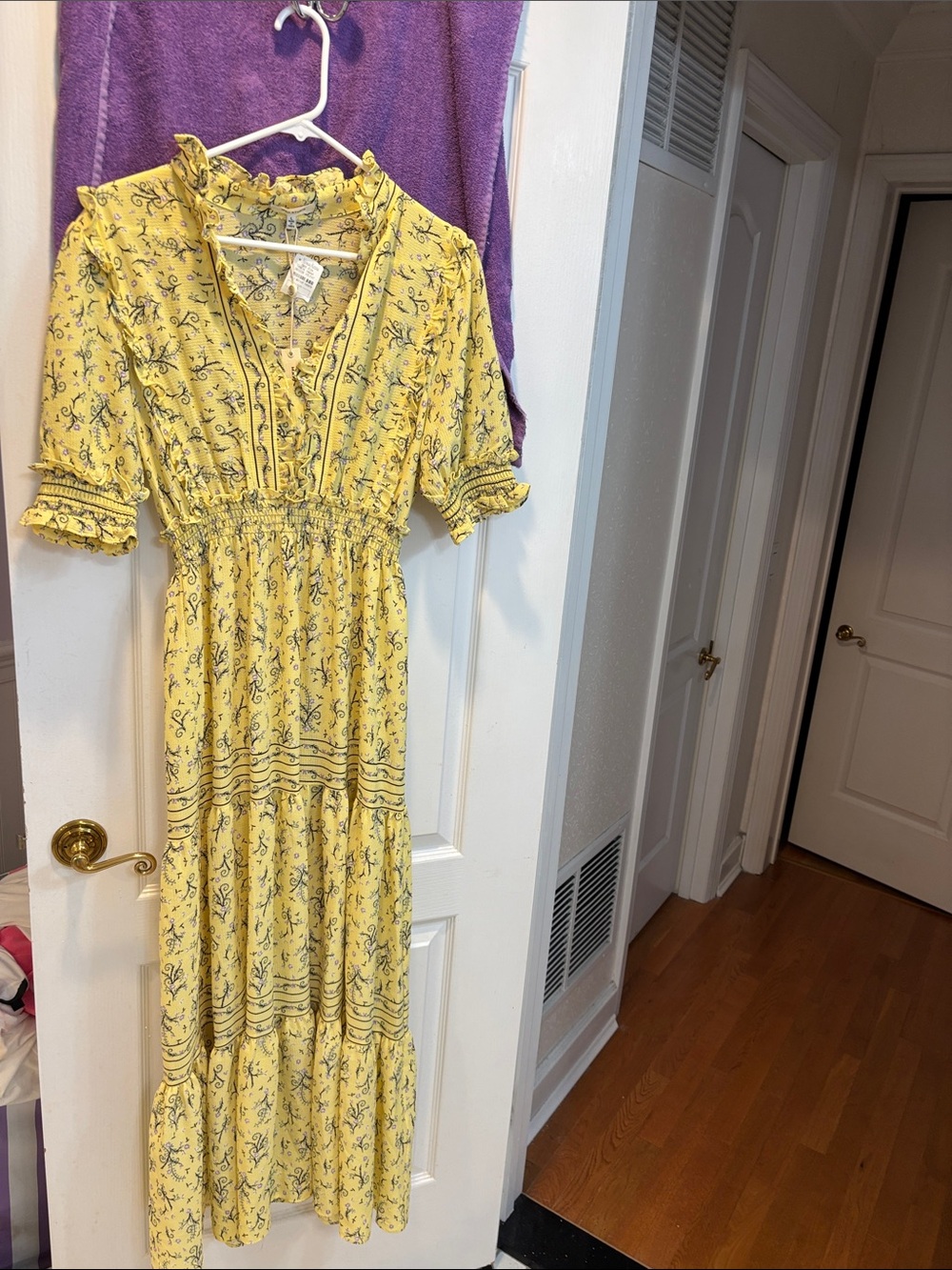 NWT Max Studio Yellow Floral Ruffled Tiered Maxi Dress